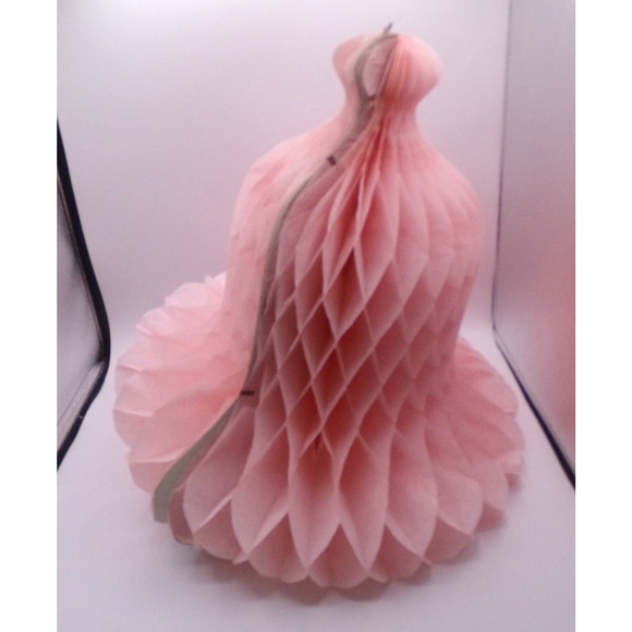 Lot of 5 Vintage Pink Honeycomb Bell Pink Paper Wedding Bells Decorations tissue - Picture 9 of 10